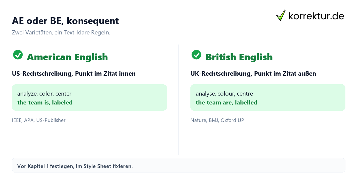 American vs. British English in wissenschaftlichen Arbeiten sauber trennen