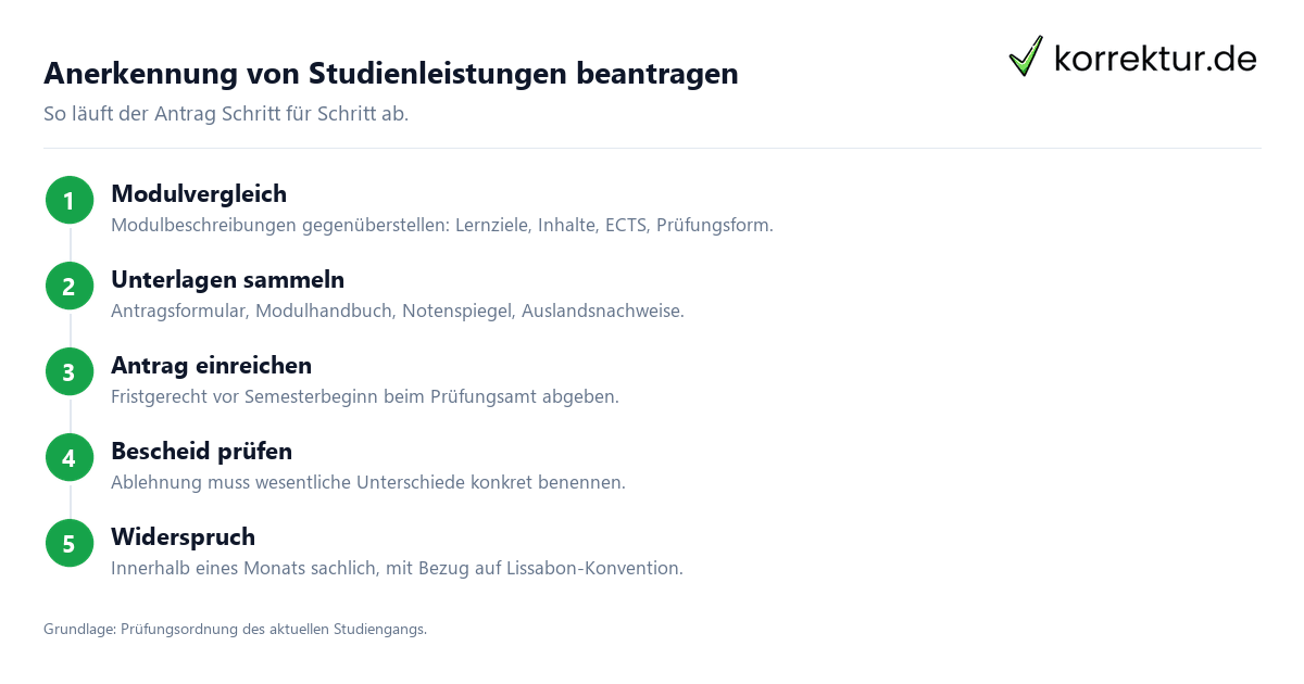 Anerkennung von Studienleistungen beantragen: Ablauf in 5 Schritten