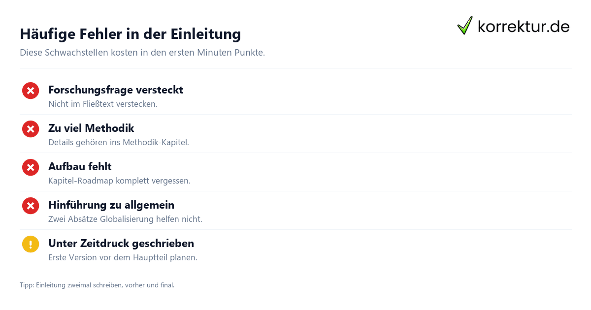 Häufige Fehler in der Bachelorarbeit-Einleitung