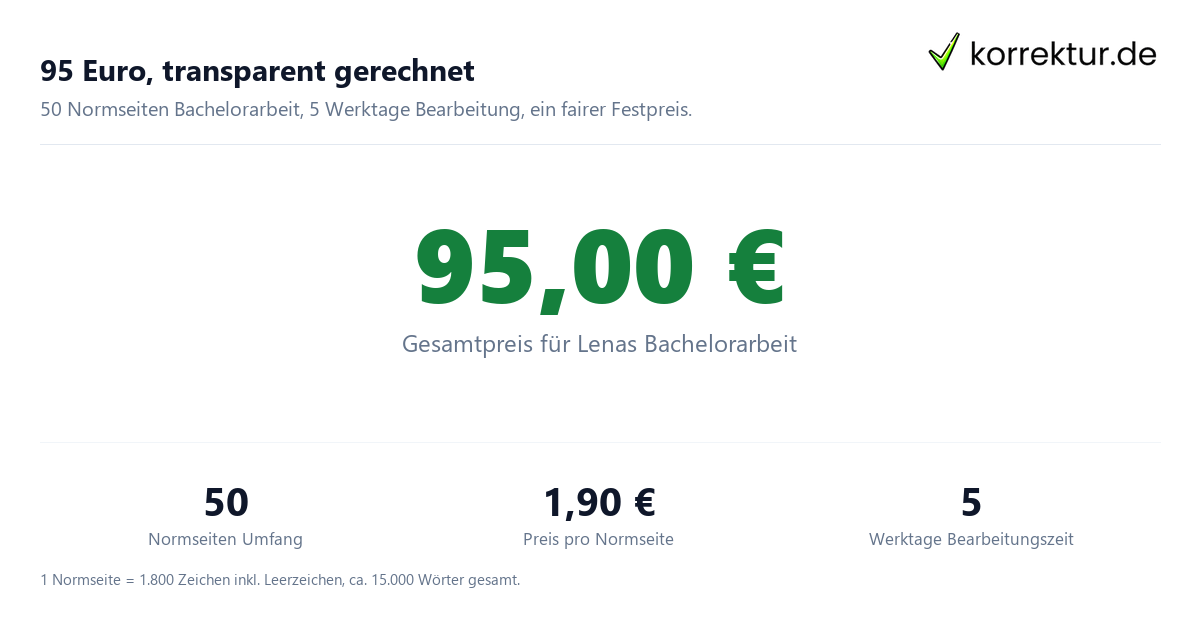 Bachelorarbeit gerettet für 95 Euro: Rechnung 50 Normseiten Korrekturlesen