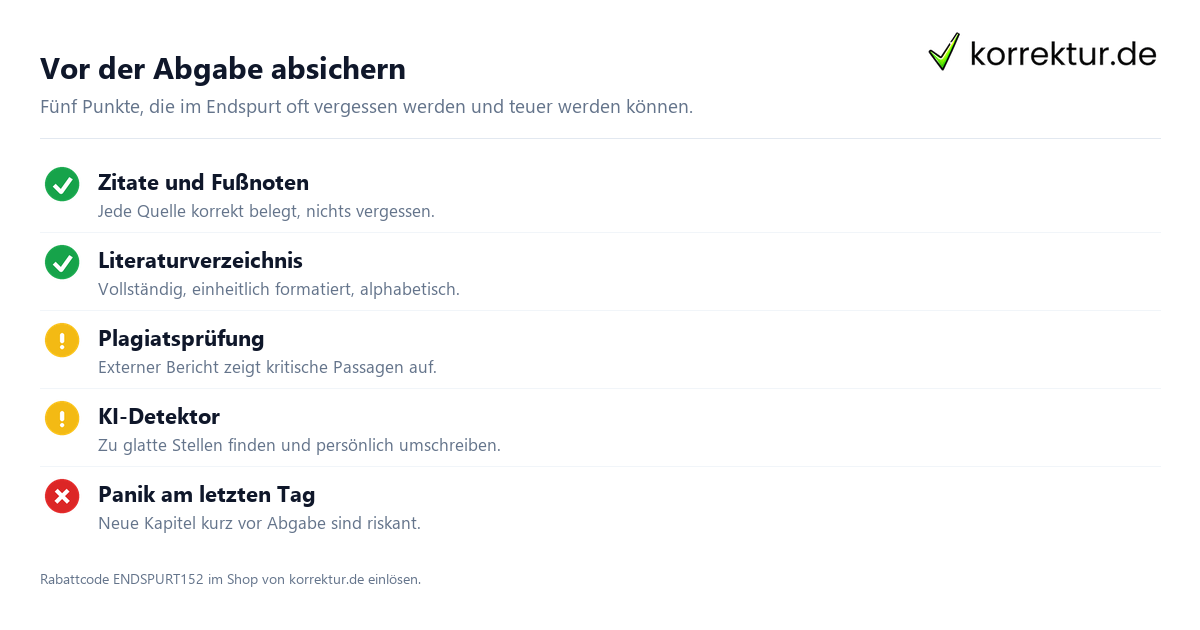 Checkliste Endspurt in der Prüfungsphase clever meistern mit Plagiat und KI-Detektor