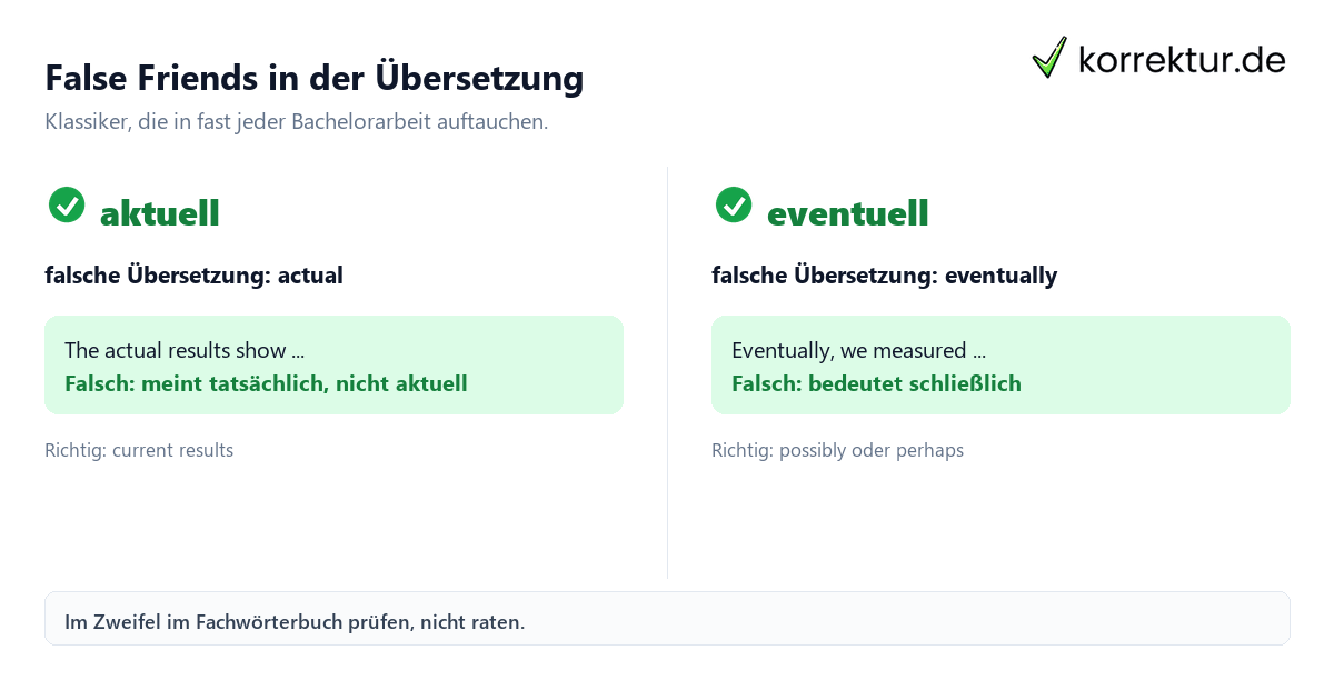 False Friends in der englischen Bachelorarbeit: Beispiele