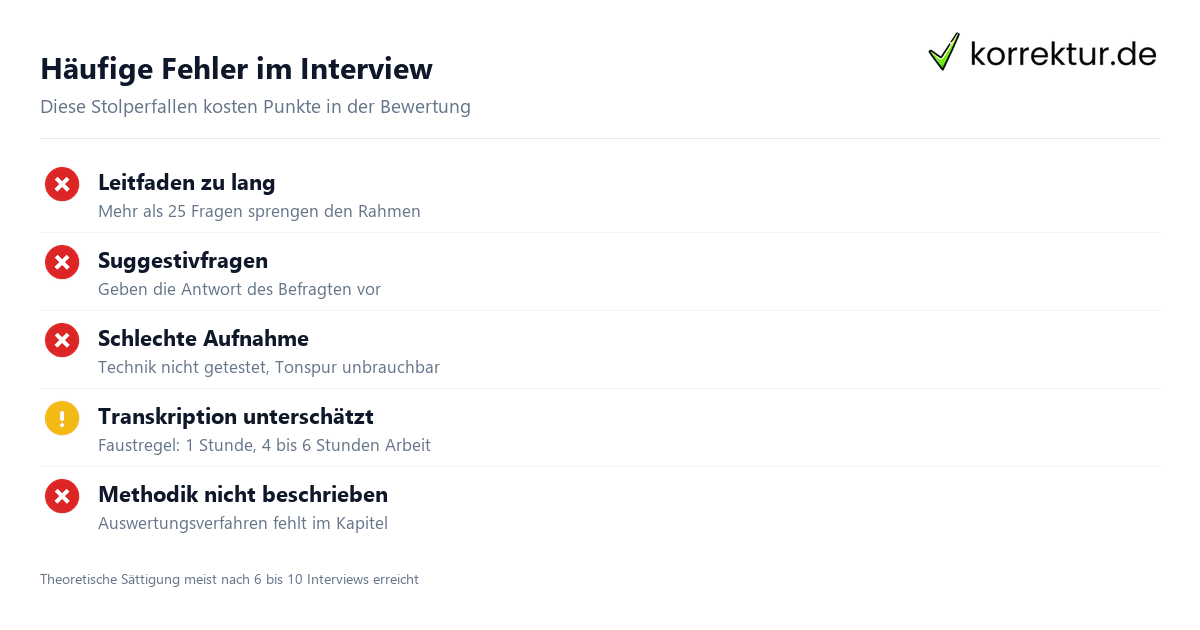 Häufige Fehler im Interview Häufige Fehler beim Interview für die Bachelorarbeit vermeiden