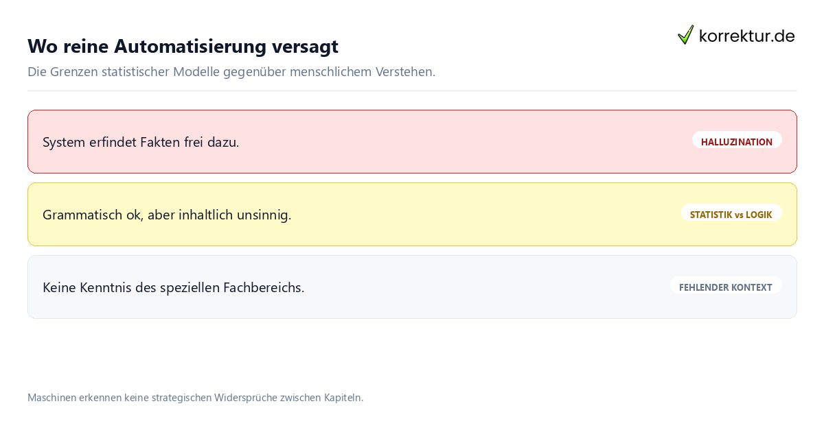 KI-Limits beim Kontextverstehen und Halluzinationsrisiko in wissenschaftlichen Arbeiten