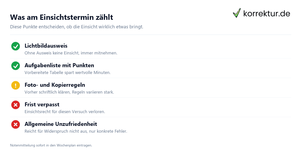 Klausureinsicht beantragen und auswerten: Checkliste für den Termin