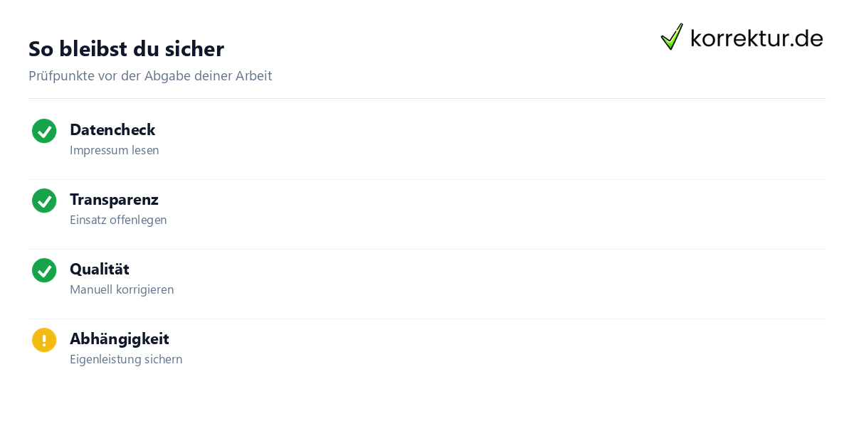 Checkliste für Studierende bei Nutzung von KI-Tools