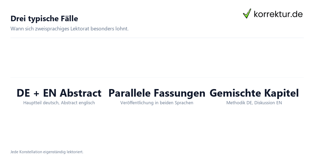 Lektorat zweisprachig Deutsch und Englisch typische Konstellationen