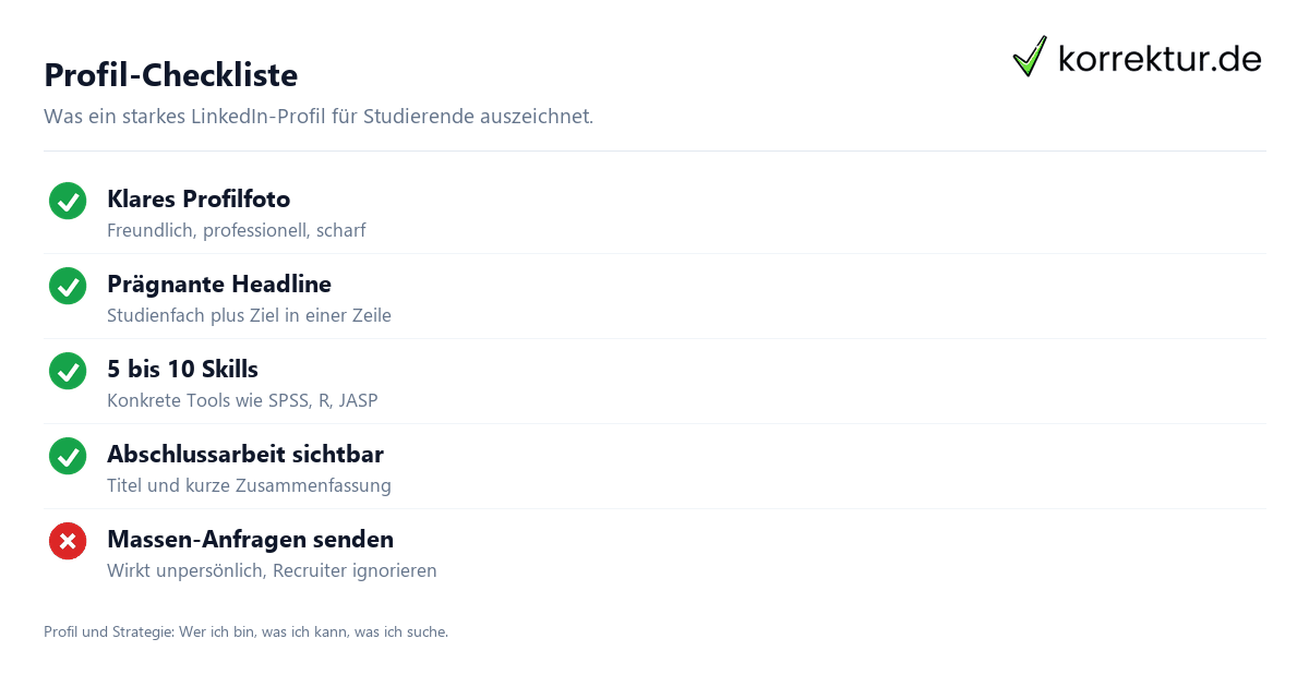 LinkedIn für Studierende: Profil-Checkliste mit Foto, Headline und Skills