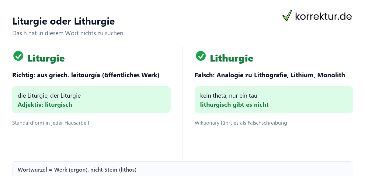 Liturgie oder Lithurgie Liturgie statt Lithurgie schreiben, korrekte Schreibweise