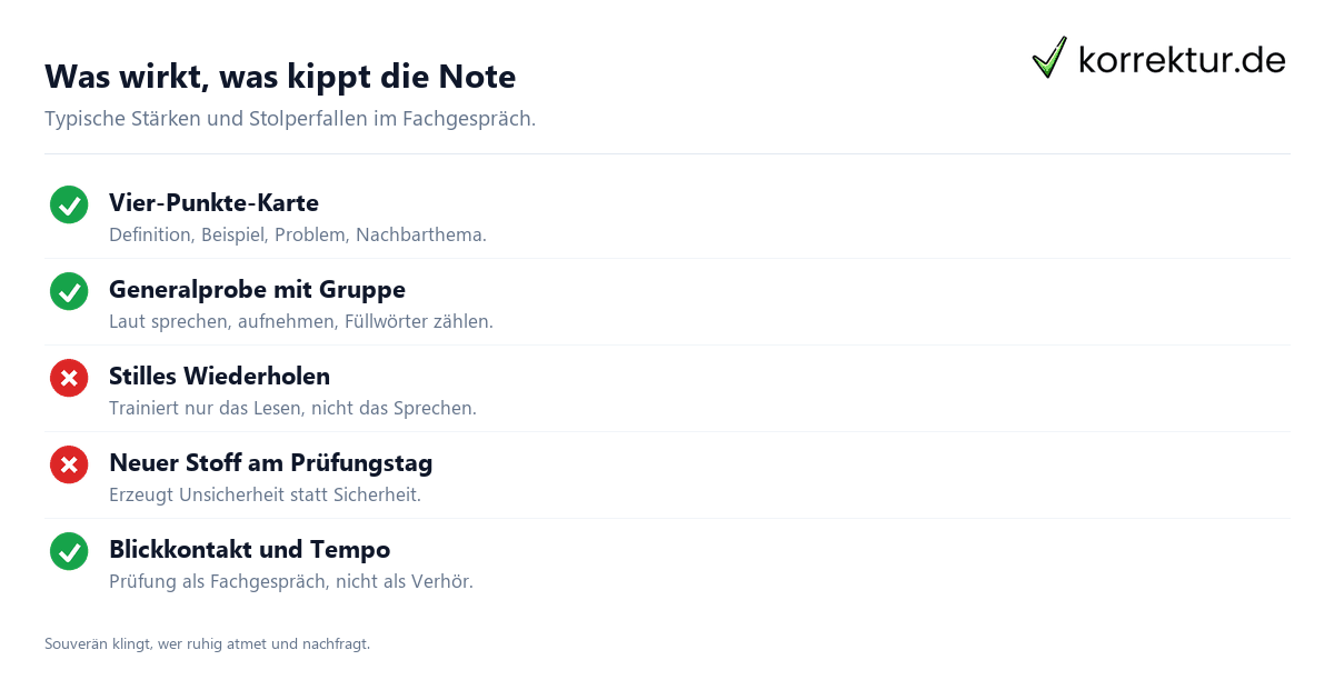 Checkliste mündliche Prüfung vorbereiten: gute und schlechte Strategien
