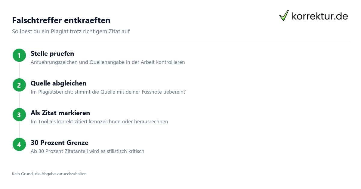 Plagiat trotz richtigem Zitat in drei Schritten entkräften