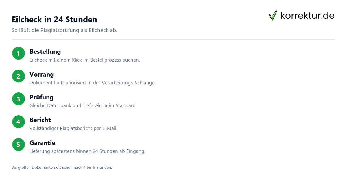 Plagiatsprüfung Eilcheck Ablauf in 24 Stunden