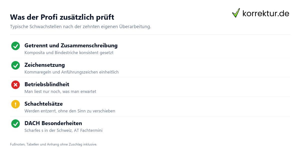 Was der Profi zusätzlich prüft Checkliste Projektarbeit korrigieren neben dem Werkstudentenjob