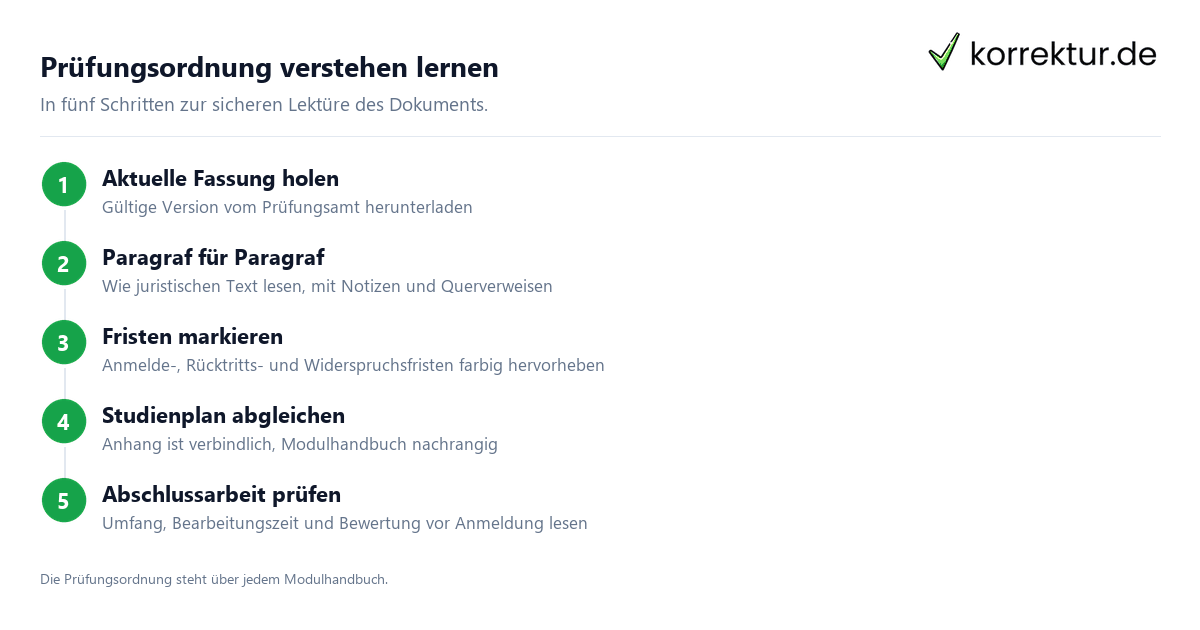 Prüfungsordnung verstehen Schritt für Schritt Anleitung