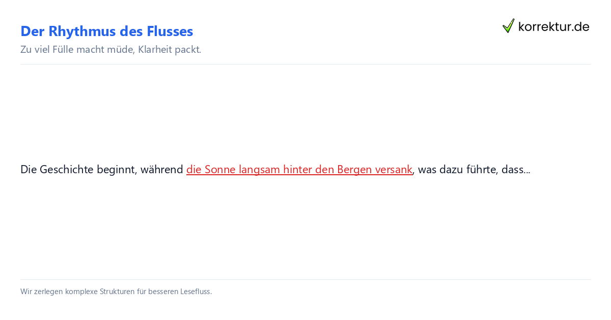 Beispiel für optimierten Satzbau im Roman-Lektorat