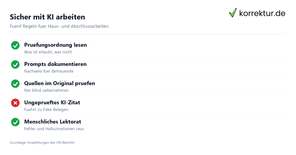 Checkliste wissenschaftliches Arbeiten mit KI