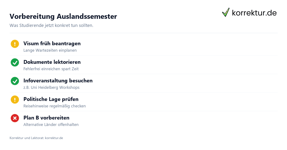 Checkliste gegen Unsicherheiten im Auslandsstudium in den USA