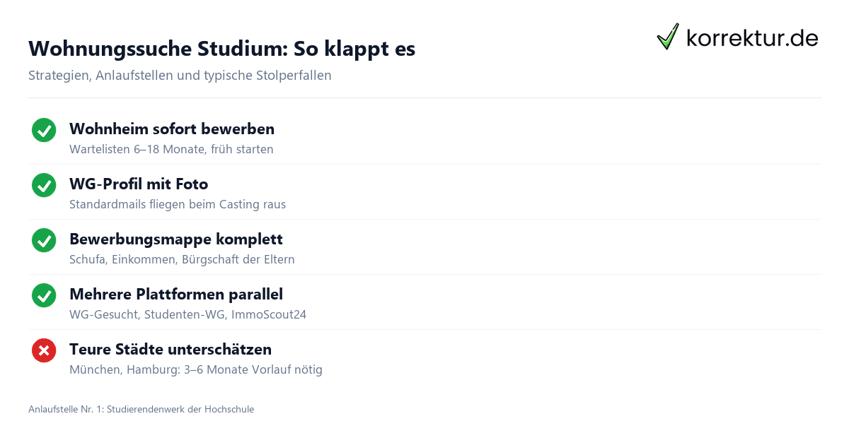 Wohnungssuche Studium: Checkliste für erfolgreiche Bewerbung und Plattformen