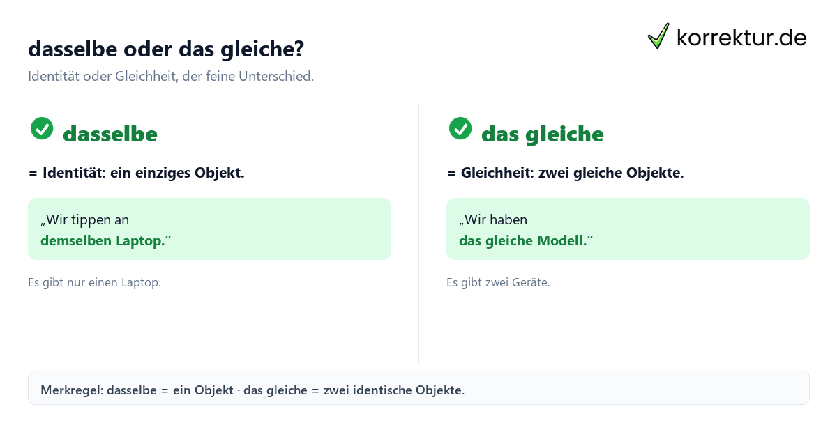 dasselbe oder das gleiche: Unterschied zwischen Identität und Gleichheit mit Beispiel