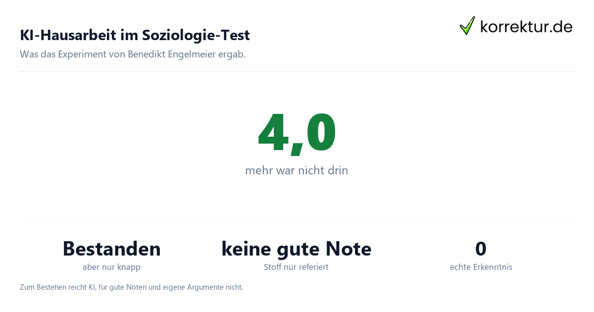 KI-Hausarbeit im Soziologie-Test: Ergebnis bestanden, aber nur knapp