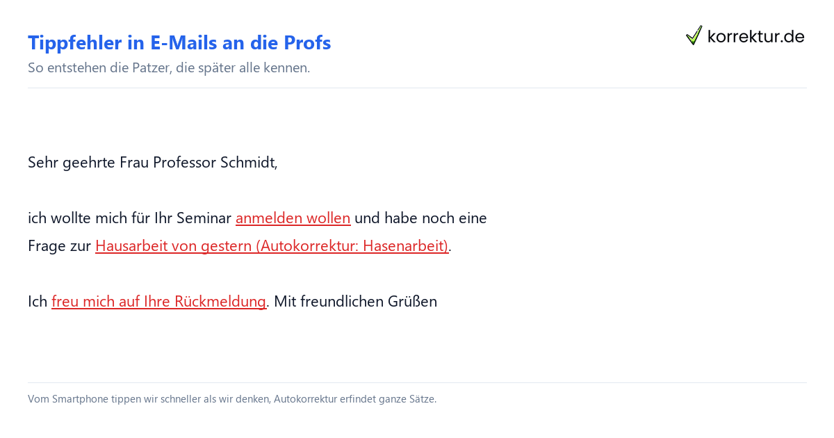 Tippfehler in E-Mails vermeiden: typische Patzer in einer Mail markiert