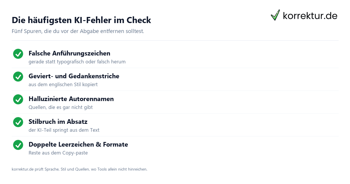 KI-Fehler Checkliste Tippfehler durch KI-Schreibtools: Checkliste der häufigsten KI-Fehler