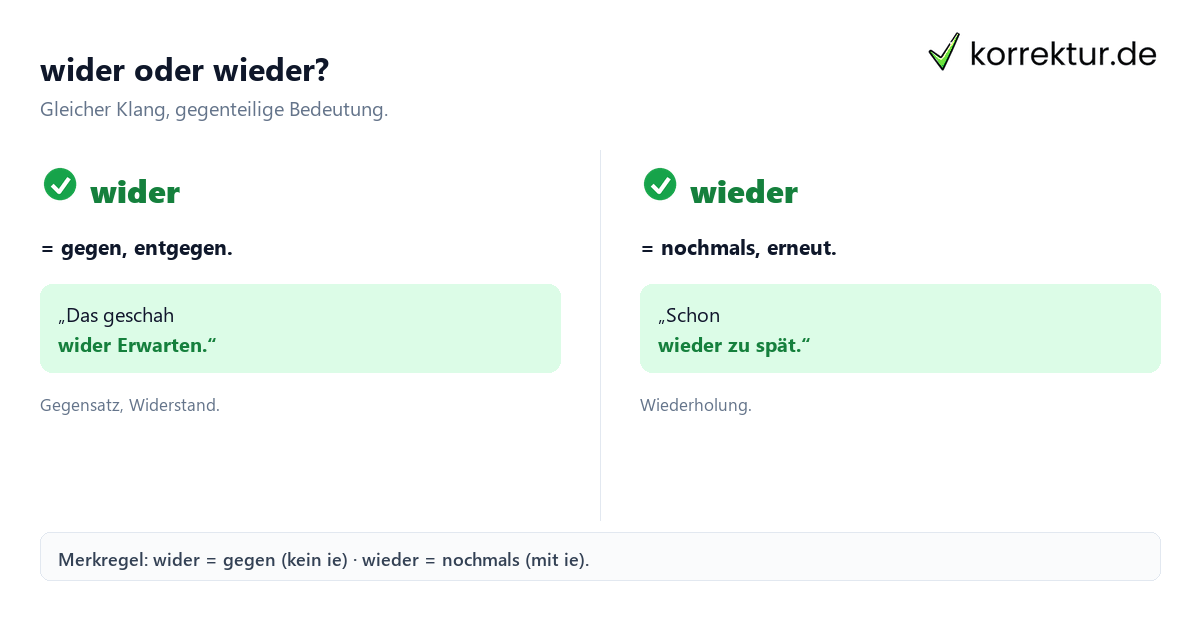 wider oder wieder: Unterschied und Bedeutung mit Beispielen