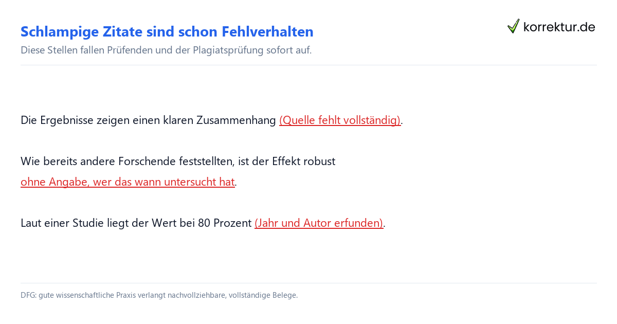 Wissenschaftliches Fehlverhalten Zitate Wissenschaftliches Fehlverhalten: schlampige Zitate ohne Beleg im Text markiert