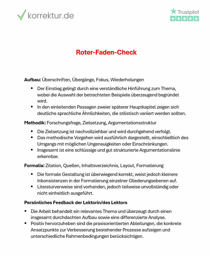 Roter-Faden-Check – Feedback zu Aufbau und Struktur