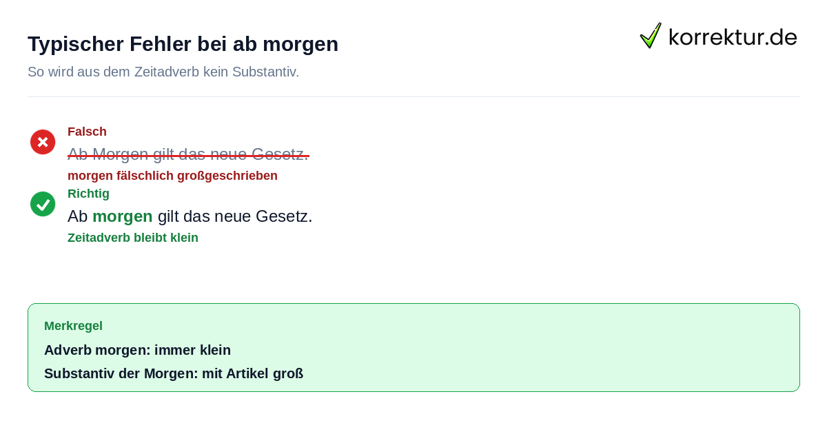 Typischer Fehler bei ab morgen Ab morgen groß oder klein: häufiger Fehler korrigiert