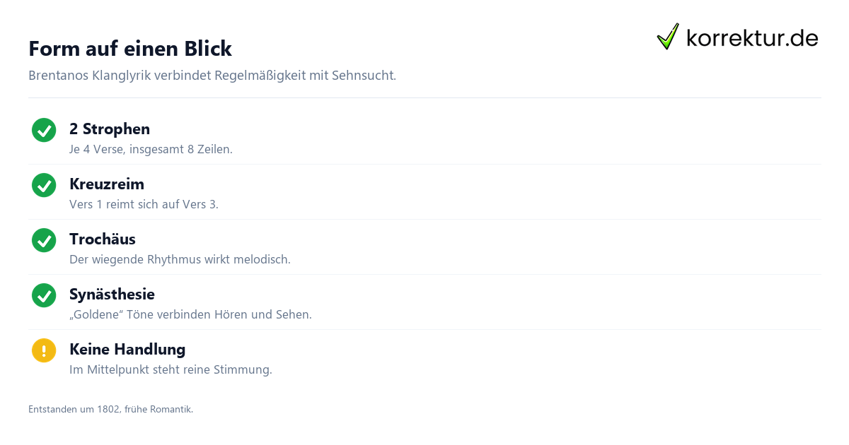 Form auf einen Blick Abendständchen: Form und Sprache analysieren