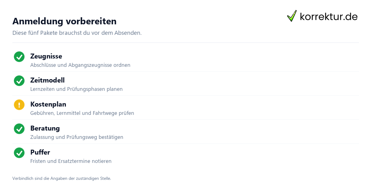 Abitur nachholen mit Checkliste für Unterlagen, Beratung und Anmeldung