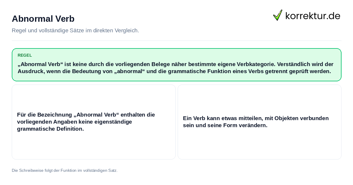 Konkrete Regel und vollständige Beispielsätze zu Abnormal Verb