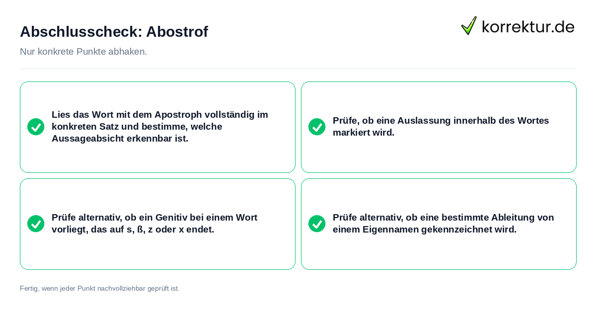 Konkreter Abschlusscheck zu Abostrof