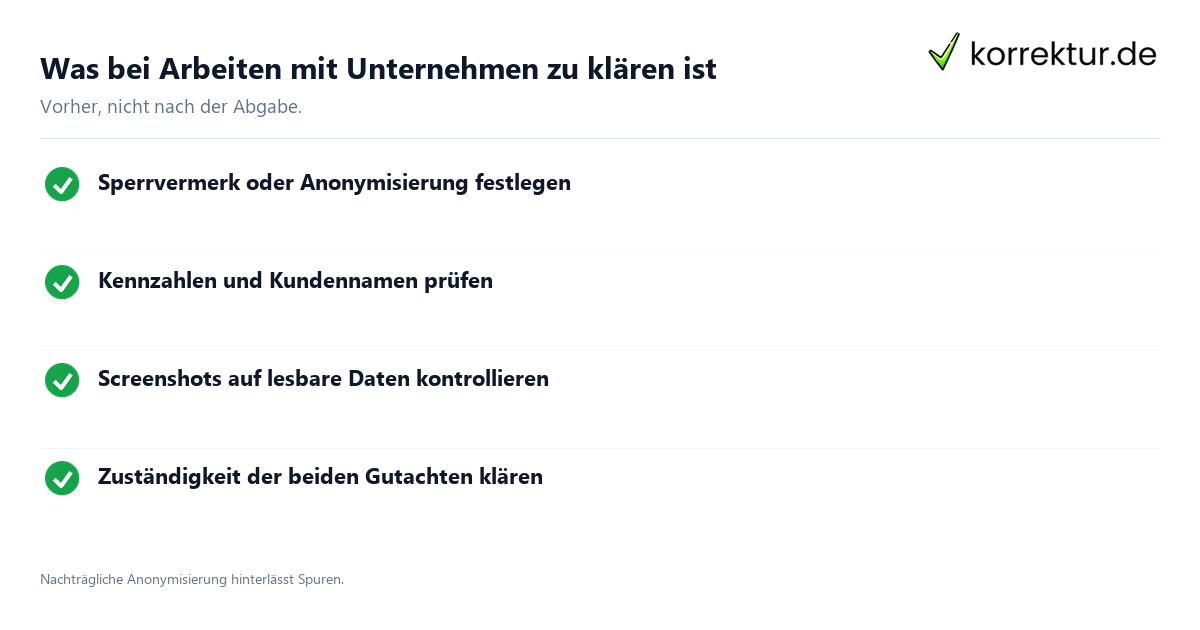 Was bei Arbeiten mit Unternehmen zu klären ist Uni und FH: Klärung bei Praxispartnern