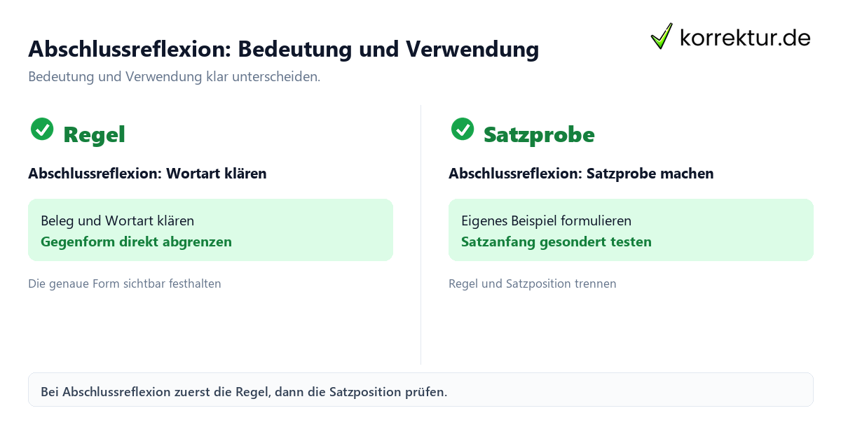 Abschlussreflexion: Bedeutung und Verwendung mit Bedeutung und passender Verwendung im Vergleich