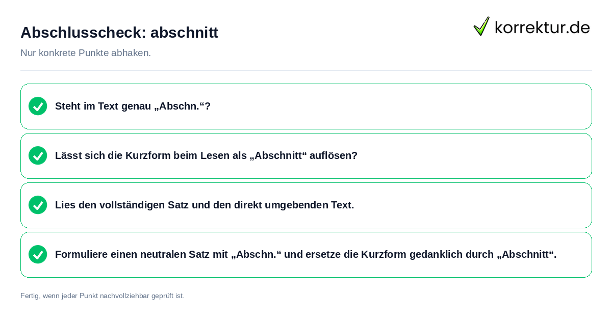Abschlusscheck: abschnitt Konkreter Abschlusscheck zu abschnitt
