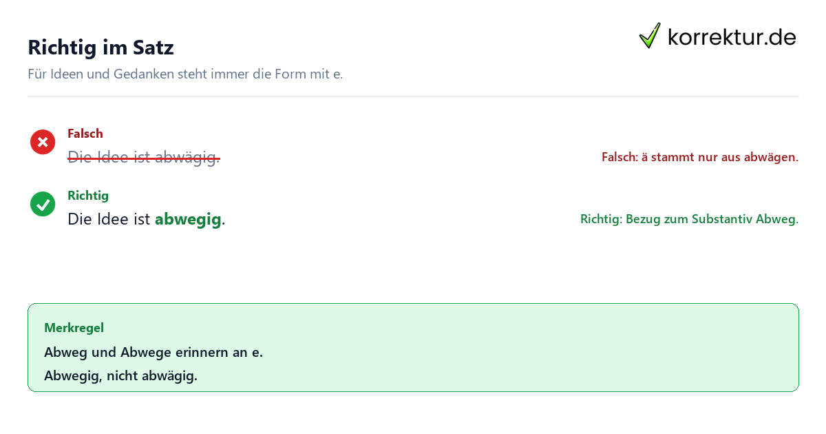 Abwegig oder abwägig: Welche Schreibweise stimmt? Satzbeispiel