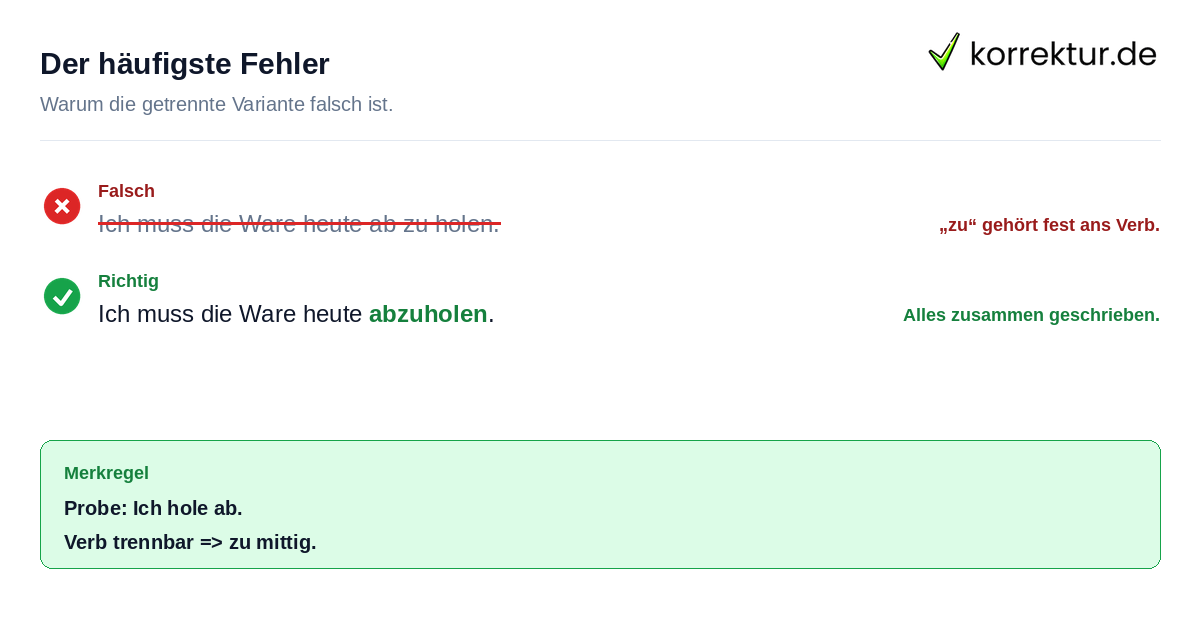 Rotstiff Korrektur: Abzuholen richtig ausschreiben lernen