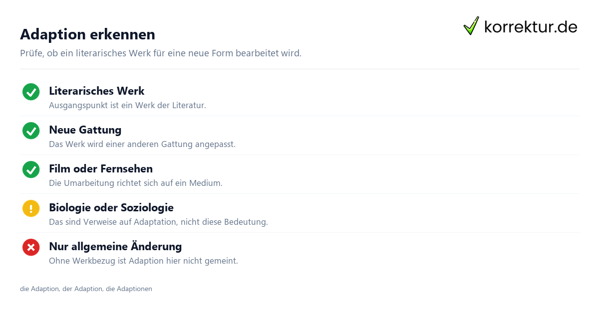 Was bedeutet Adaption? Bedeutung und Verwendung: Merkmale