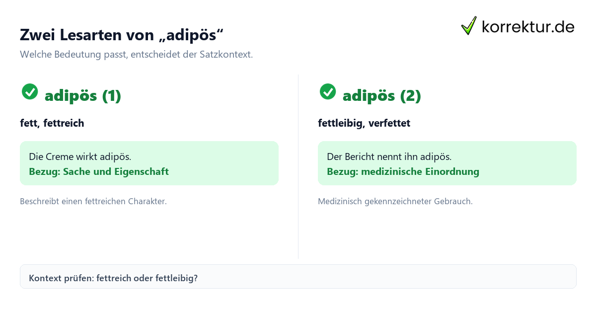 Adipös Bedeutung und Verwendung: fettreich oder fettleibig unterscheiden