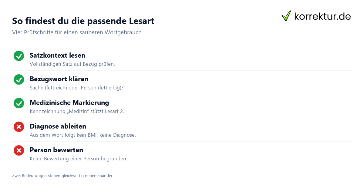 So findest du die passende Lesart Adipös richtig verwenden: Kriterien für die passende Lesart im Satz