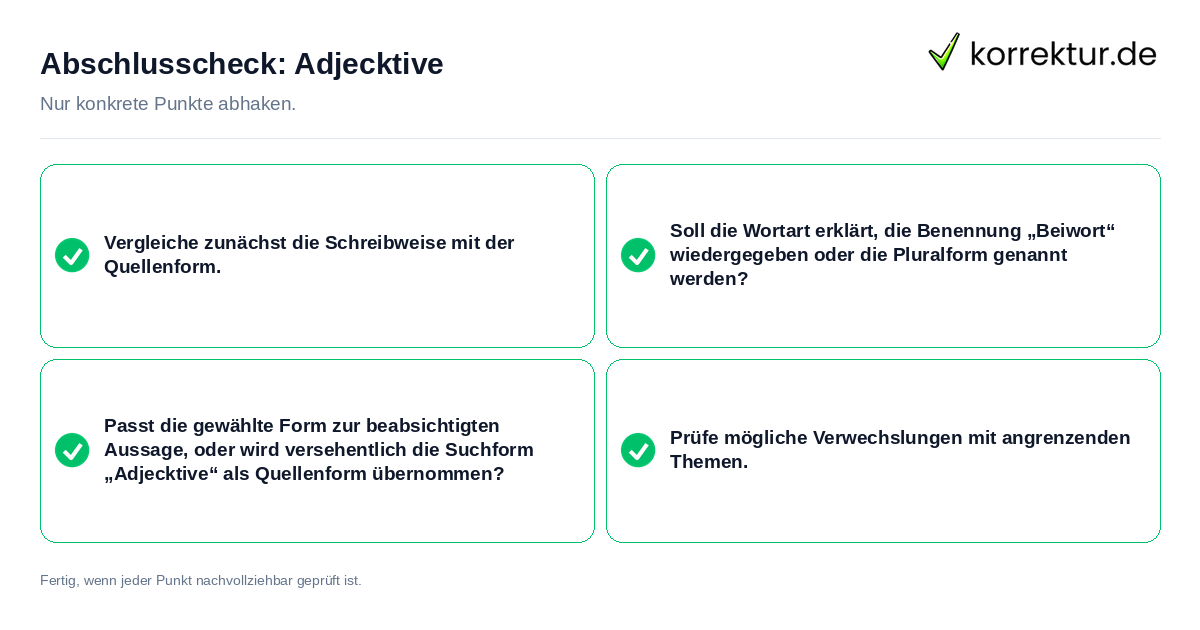 Konkreter Abschlusscheck zu Adjecktive