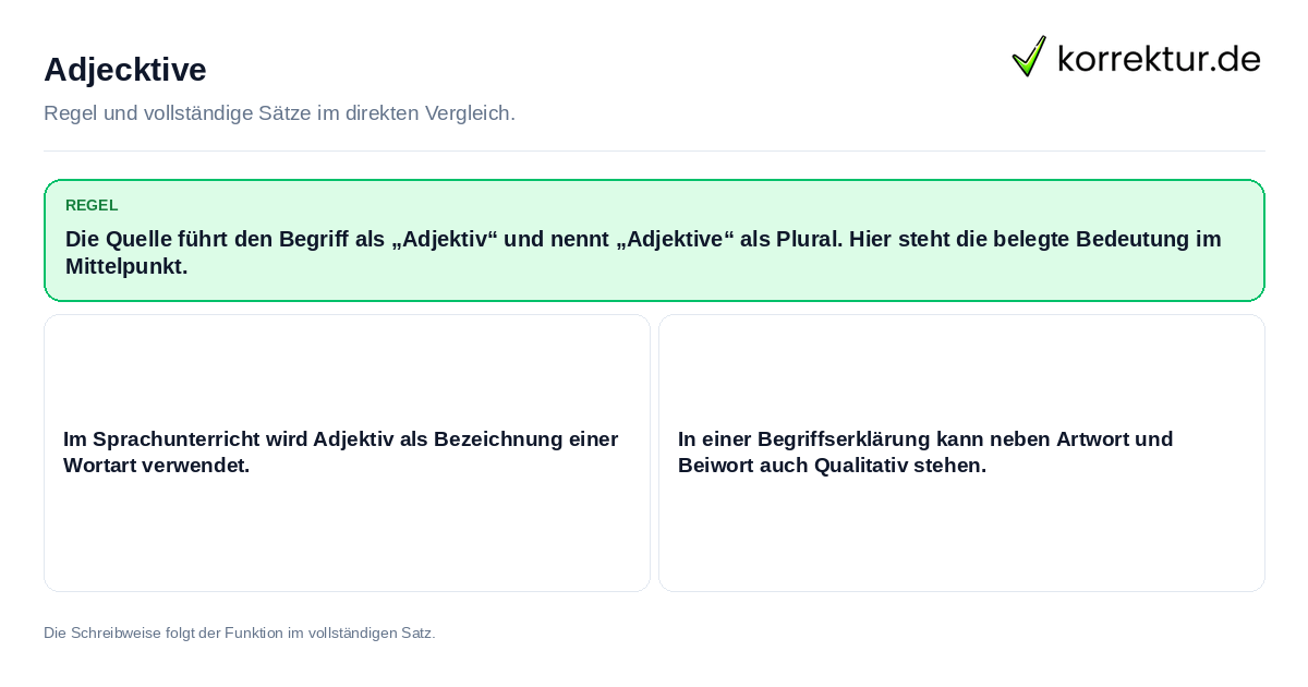 Konkrete Regel und vollständige Beispielsätze zu Adjecktive