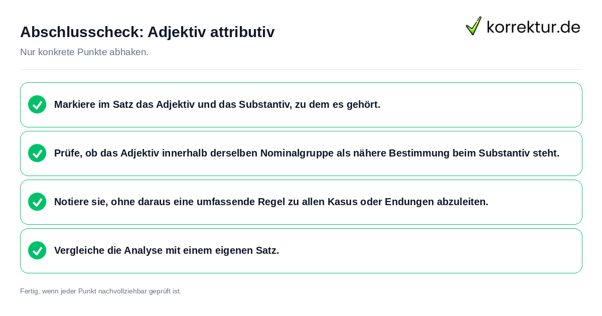 Konkreter Abschlusscheck zu Adjektiv attributiv
