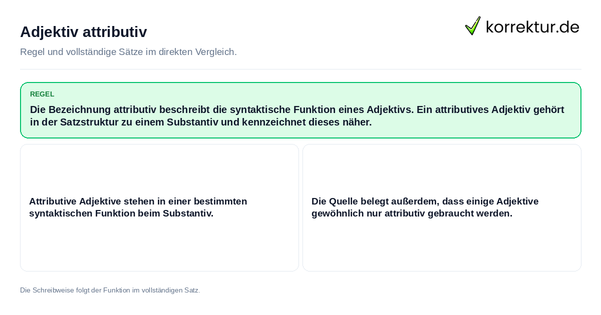 Konkrete Regel und vollständige Beispielsätze zu Adjektiv attributiv