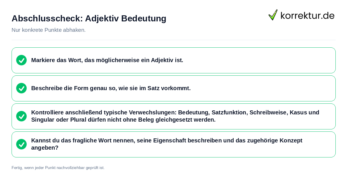 Abschlusscheck: Adjektiv Bedeutung Konkreter Abschlusscheck zu Adjektiv Bedeutung