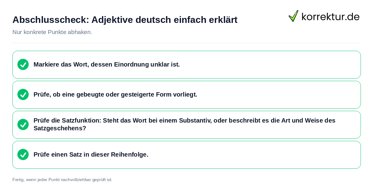 Konkreter Abschlusscheck zu Adjektive deutsch einfach erklärt