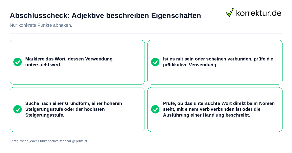 Abschlusscheck: Adjektive beschreiben Eigenschaften Konkreter Abschlusscheck zu Adjektive beschreiben Eigenschaften