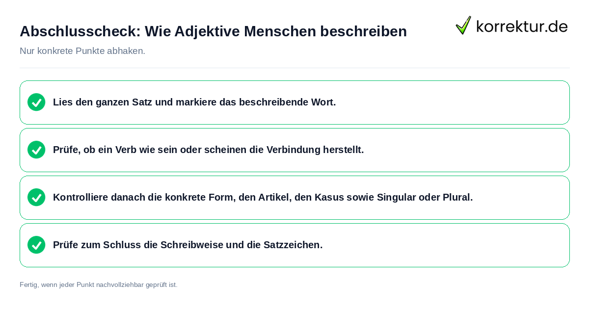 Abschlusscheck: Wie Adjektive Menschen beschreiben Konkreter Abschlusscheck zu Wie Adjektive Menschen beschreiben